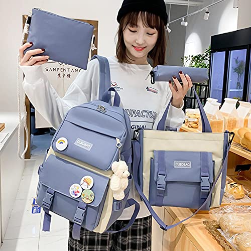 4PCS Mochila escolar Combo Set Mochila escolar Tote Estuche para bolígrafos Combo Fashion Tote Bag Mochila para portátil para adolescentes