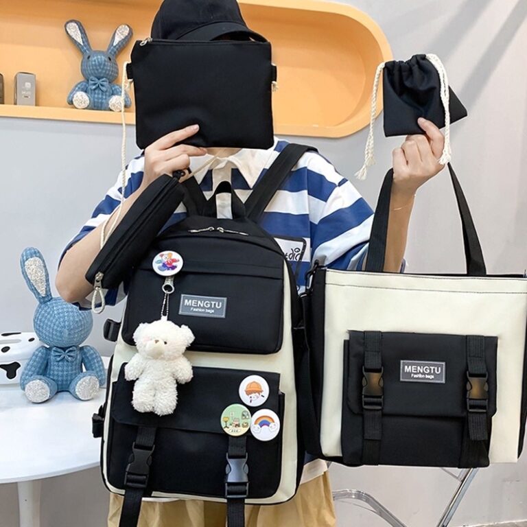 4PCS Mochila escolar Combo Set Mochila escolar Tote Estuche para bolígrafos Combo Fashion Tote Bag Mochila para portátil para adolescentes