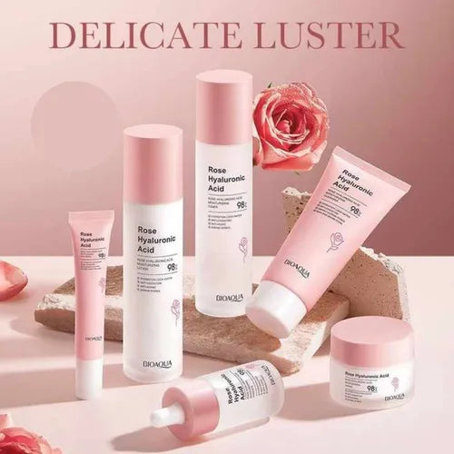 Kit Facial Skincare Rosas Y Acido Hialuronico 6 Pzs Bioaqua💥