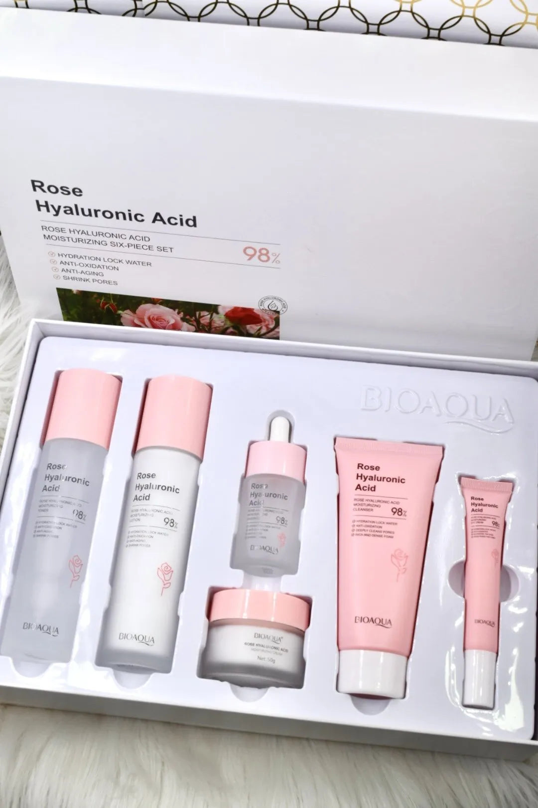 Kit Facial Skincare Rosas Y Acido Hialuronico 6 Pzs Bioaqua💥